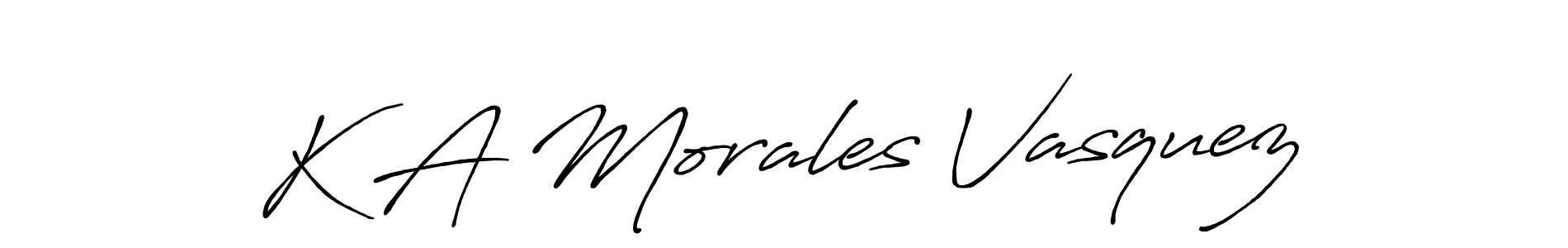 Use a signature maker to create a handwritten signature online. With this signature software, you can design (Antro_Vectra_Bolder) your own signature for name K A Morales Vasquez. K A Morales Vasquez signature style 7 images and pictures png