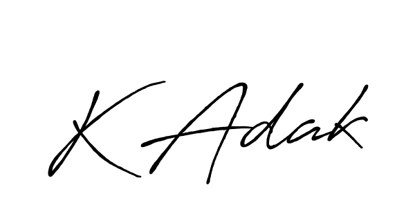 The best way (Antro_Vectra_Bolder) to make a short signature is to pick only two or three words in your name. The name K Adak include a total of six letters. For converting this name. K Adak signature style 7 images and pictures png