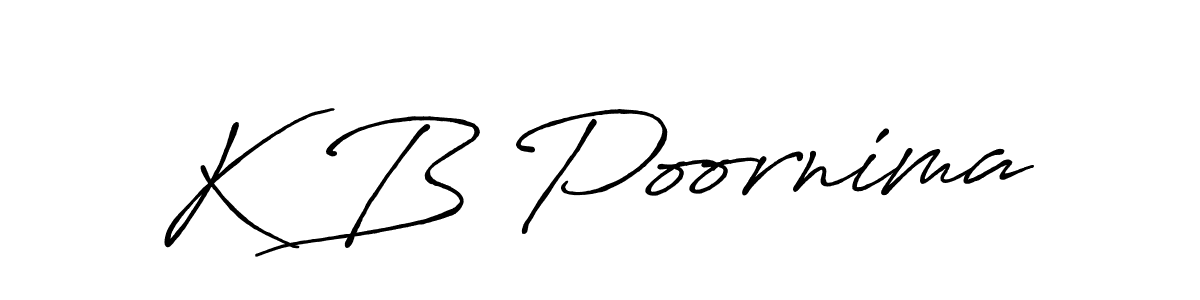 Make a beautiful signature design for name K B Poornima. With this signature (Antro_Vectra_Bolder) style, you can create a handwritten signature for free. K B Poornima signature style 7 images and pictures png