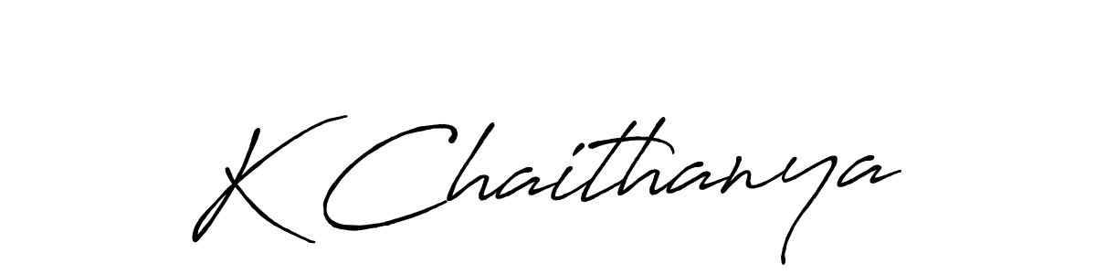 How to make K Chaithanya name signature. Use Antro_Vectra_Bolder style for creating short signs online. This is the latest handwritten sign. K Chaithanya signature style 7 images and pictures png