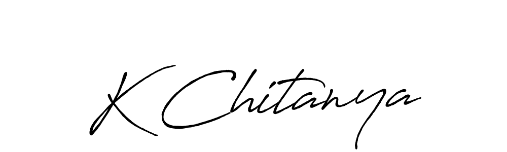 How to make K Chitanya name signature. Use Antro_Vectra_Bolder style for creating short signs online. This is the latest handwritten sign. K Chitanya signature style 7 images and pictures png