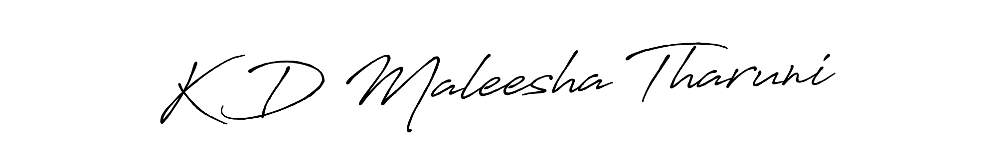 How to make K D Maleesha Tharuni name signature. Use Antro_Vectra_Bolder style for creating short signs online. This is the latest handwritten sign. K D Maleesha Tharuni signature style 7 images and pictures png