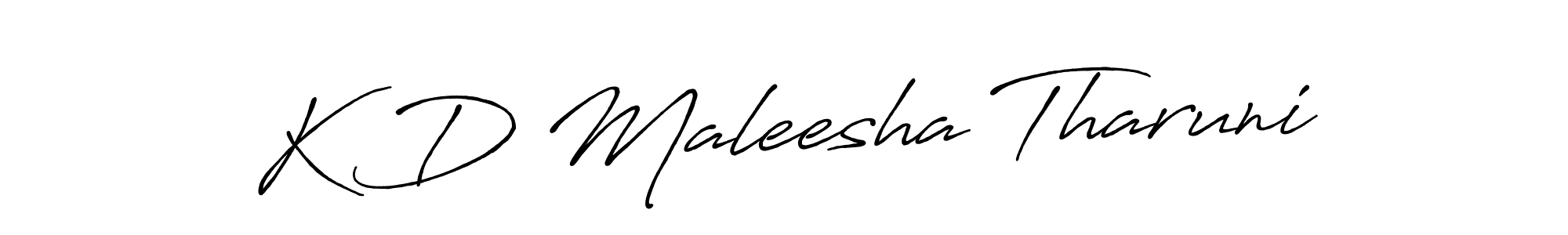 How to make K D Maleesha Tharuni name signature. Use Antro_Vectra_Bolder style for creating short signs online. This is the latest handwritten sign. K D Maleesha Tharuni signature style 7 images and pictures png