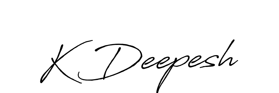 The best way (Antro_Vectra_Bolder) to make a short signature is to pick only two or three words in your name. The name K Deepesh include a total of six letters. For converting this name. K Deepesh signature style 7 images and pictures png