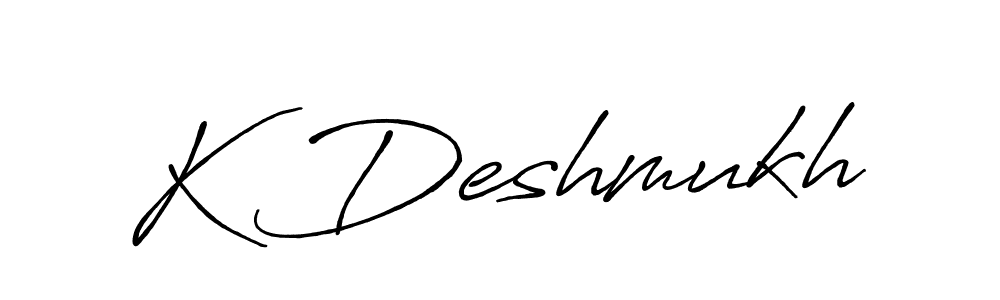 Make a beautiful signature design for name K Deshmukh. With this signature (Antro_Vectra_Bolder) style, you can create a handwritten signature for free. K Deshmukh signature style 7 images and pictures png