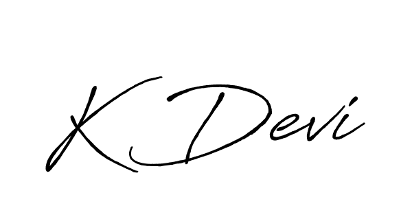 You should practise on your own different ways (Antro_Vectra_Bolder) to write your name (K Devi) in signature. don't let someone else do it for you. K Devi signature style 7 images and pictures png