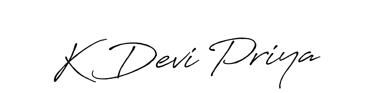 Also You can easily find your signature by using the search form. We will create K Devi Priya name handwritten signature images for you free of cost using Antro_Vectra_Bolder sign style. K Devi Priya signature style 7 images and pictures png