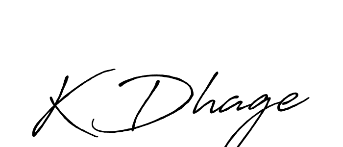 Also we have K Dhage name is the best signature style. Create professional handwritten signature collection using Antro_Vectra_Bolder autograph style. K Dhage signature style 7 images and pictures png