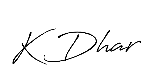 Also we have K Dhar name is the best signature style. Create professional handwritten signature collection using Antro_Vectra_Bolder autograph style. K Dhar signature style 7 images and pictures png