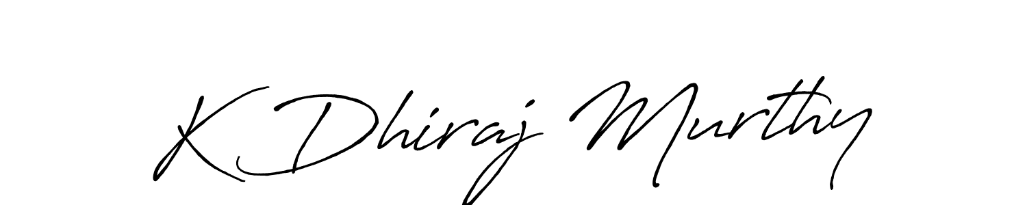 How to make K Dhiraj Murthy name signature. Use Antro_Vectra_Bolder style for creating short signs online. This is the latest handwritten sign. K Dhiraj Murthy signature style 7 images and pictures png
