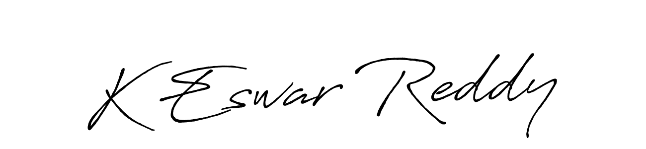 How to make K Eswar Reddy name signature. Use Antro_Vectra_Bolder style for creating short signs online. This is the latest handwritten sign. K Eswar Reddy signature style 7 images and pictures png