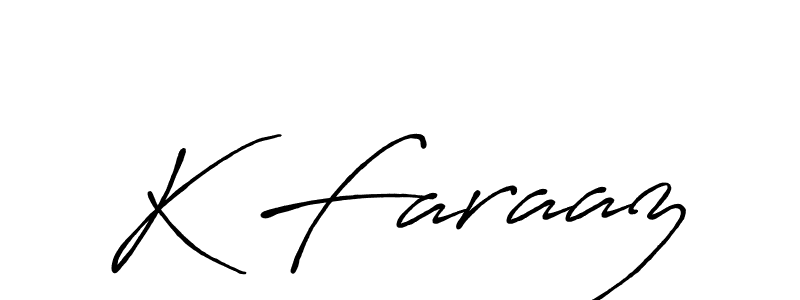 The best way (Antro_Vectra_Bolder) to make a short signature is to pick only two or three words in your name. The name K Faraaz include a total of six letters. For converting this name. K Faraaz signature style 7 images and pictures png
