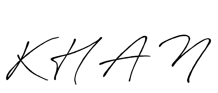 K H A N stylish signature style. Best Handwritten Sign (Antro_Vectra_Bolder) for my name. Handwritten Signature Collection Ideas for my name K H A N. K H A N signature style 7 images and pictures png