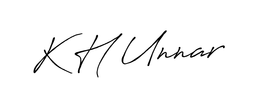 How to make K H Unnar name signature. Use Antro_Vectra_Bolder style for creating short signs online. This is the latest handwritten sign. K H Unnar signature style 7 images and pictures png