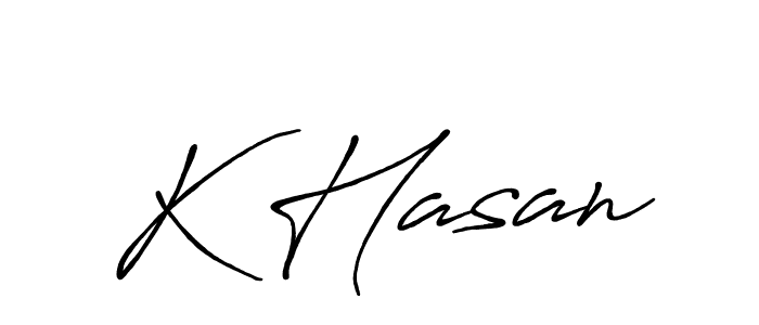 Also we have K Hasan name is the best signature style. Create professional handwritten signature collection using Antro_Vectra_Bolder autograph style. K Hasan signature style 7 images and pictures png