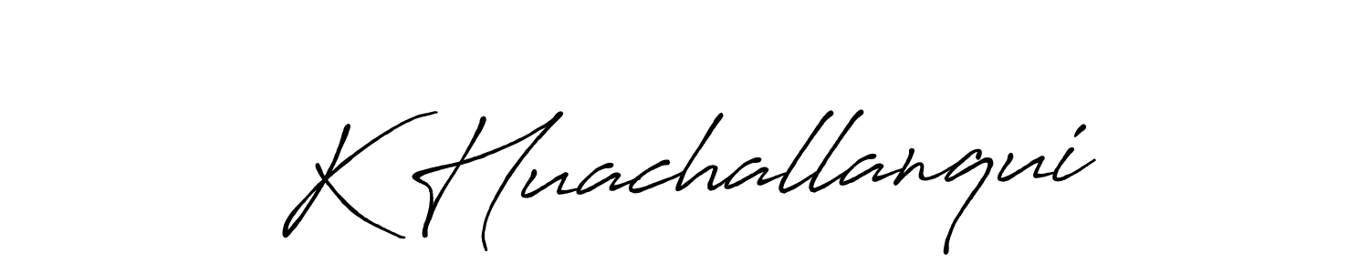 This is the best signature style for the K Huachallanqui name. Also you like these signature font (Antro_Vectra_Bolder). Mix name signature. K Huachallanqui signature style 7 images and pictures png