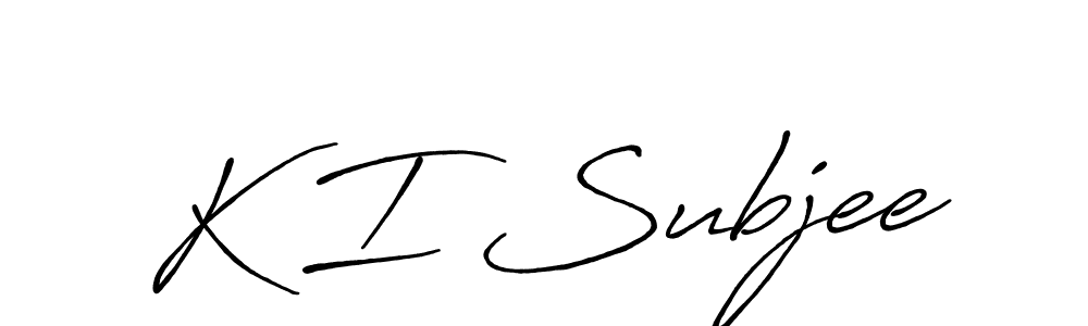 Use a signature maker to create a handwritten signature online. With this signature software, you can design (Antro_Vectra_Bolder) your own signature for name K I Subjee. K I Subjee signature style 7 images and pictures png