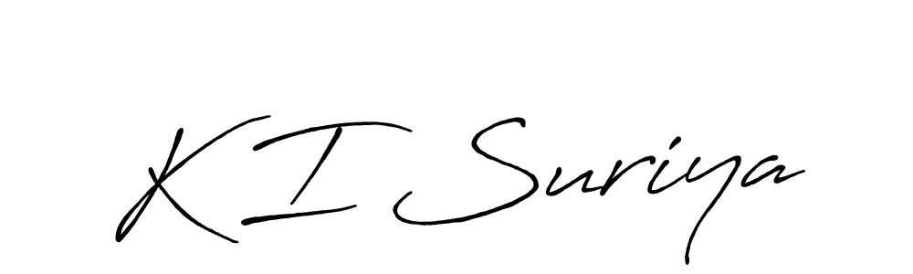 How to make K I Suriya name signature. Use Antro_Vectra_Bolder style for creating short signs online. This is the latest handwritten sign. K I Suriya signature style 7 images and pictures png