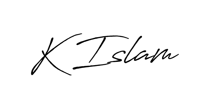 How to make K Islam name signature. Use Antro_Vectra_Bolder style for creating short signs online. This is the latest handwritten sign. K Islam signature style 7 images and pictures png
