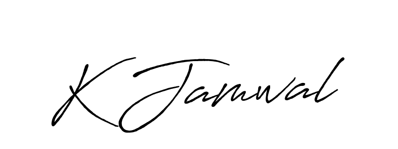 How to make K Jamwal name signature. Use Antro_Vectra_Bolder style for creating short signs online. This is the latest handwritten sign. K Jamwal signature style 7 images and pictures png