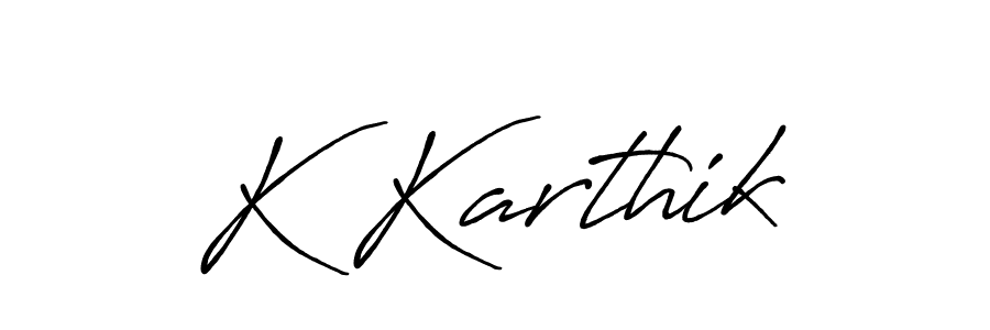 The best way (Antro_Vectra_Bolder) to make a short signature is to pick only two or three words in your name. The name K Karthik include a total of six letters. For converting this name. K Karthik signature style 7 images and pictures png