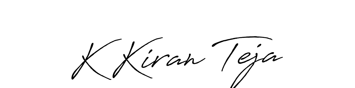 How to make K Kiran Teja name signature. Use Antro_Vectra_Bolder style for creating short signs online. This is the latest handwritten sign. K Kiran Teja signature style 7 images and pictures png