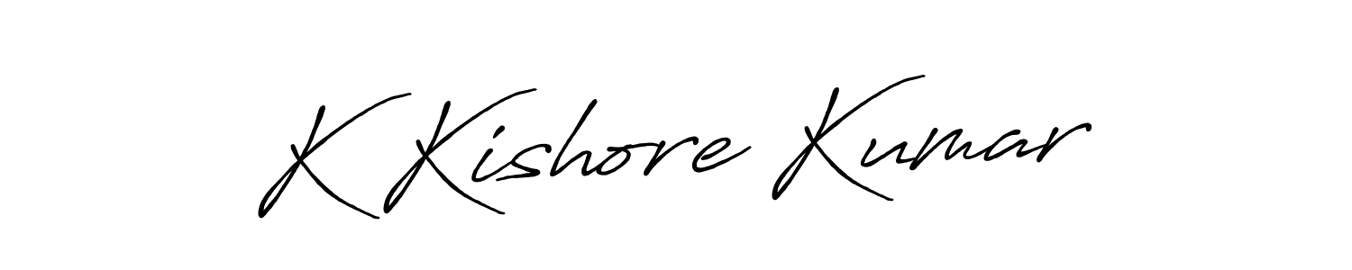 The best way (Antro_Vectra_Bolder) to make a short signature is to pick only two or three words in your name. The name K Kishore Kumar include a total of six letters. For converting this name. K Kishore Kumar signature style 7 images and pictures png