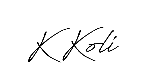 Use a signature maker to create a handwritten signature online. With this signature software, you can design (Antro_Vectra_Bolder) your own signature for name K Koli. K Koli signature style 7 images and pictures png