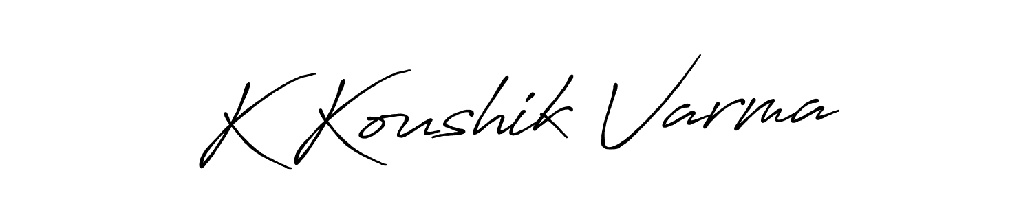 How to make K Koushik Varma name signature. Use Antro_Vectra_Bolder style for creating short signs online. This is the latest handwritten sign. K Koushik Varma signature style 7 images and pictures png