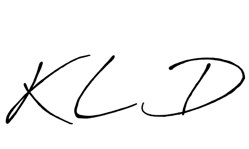 Use a signature maker to create a handwritten signature online. With this signature software, you can design (Antro_Vectra_Bolder) your own signature for name K L D. K L D signature style 7 images and pictures png