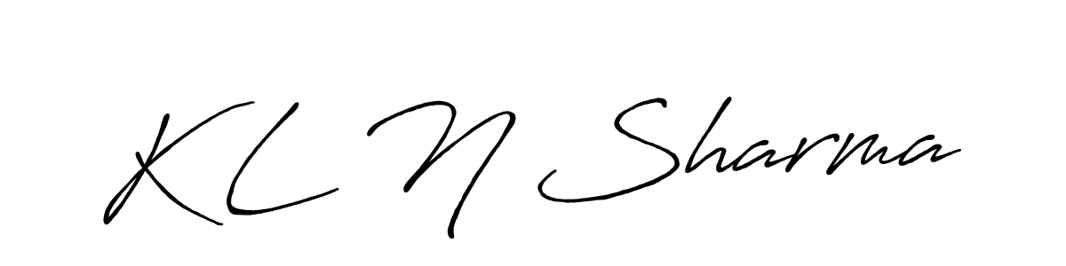 The best way (Antro_Vectra_Bolder) to make a short signature is to pick only two or three words in your name. The name K L N Sharma include a total of six letters. For converting this name. K L N Sharma signature style 7 images and pictures png