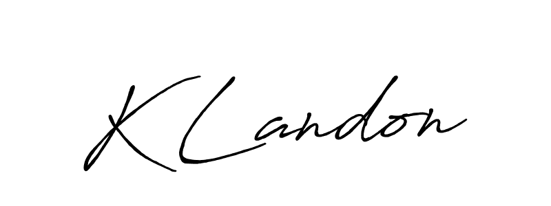 The best way (Antro_Vectra_Bolder) to make a short signature is to pick only two or three words in your name. The name K Landon include a total of six letters. For converting this name. K Landon signature style 7 images and pictures png