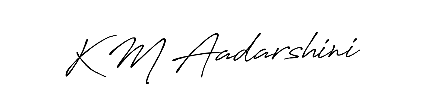 Use a signature maker to create a handwritten signature online. With this signature software, you can design (Antro_Vectra_Bolder) your own signature for name K M Aadarshini. K M Aadarshini signature style 7 images and pictures png