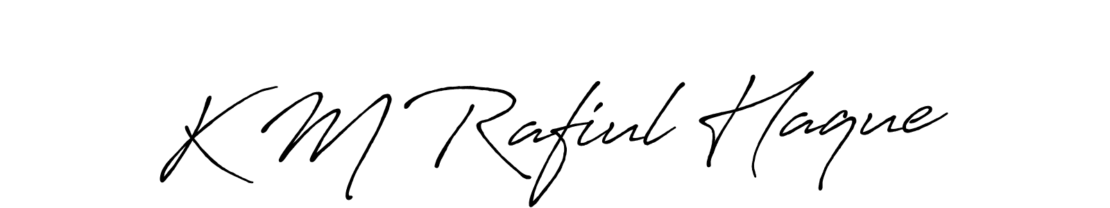 How to make K M Rafiul Haque name signature. Use Antro_Vectra_Bolder style for creating short signs online. This is the latest handwritten sign. K M Rafiul Haque signature style 7 images and pictures png