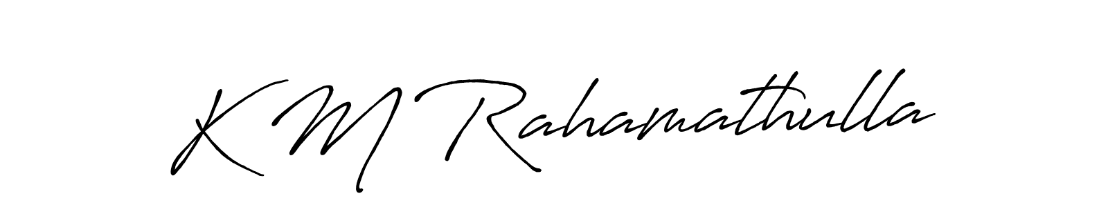 if you are searching for the best signature style for your name K M Rahamathulla. so please give up your signature search. here we have designed multiple signature styles  using Antro_Vectra_Bolder. K M Rahamathulla signature style 7 images and pictures png