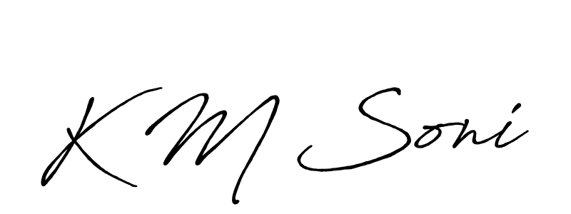 Also You can easily find your signature by using the search form. We will create K M Soni name handwritten signature images for you free of cost using Antro_Vectra_Bolder sign style. K M Soni signature style 7 images and pictures png