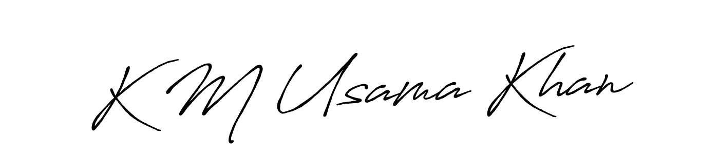 Use a signature maker to create a handwritten signature online. With this signature software, you can design (Antro_Vectra_Bolder) your own signature for name K M Usama Khan. K M Usama Khan signature style 7 images and pictures png