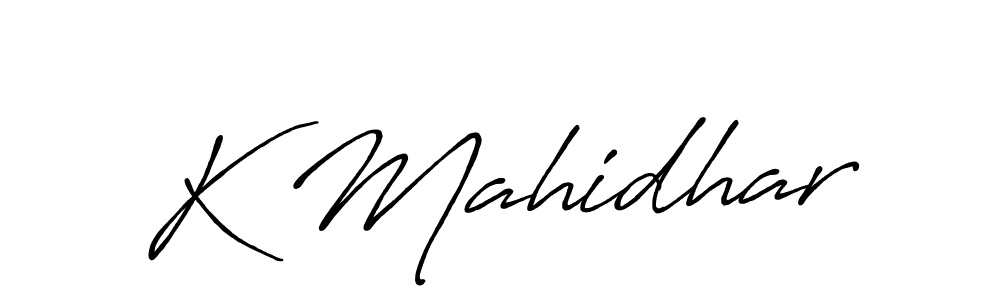 How to make K Mahidhar name signature. Use Antro_Vectra_Bolder style for creating short signs online. This is the latest handwritten sign. K Mahidhar signature style 7 images and pictures png