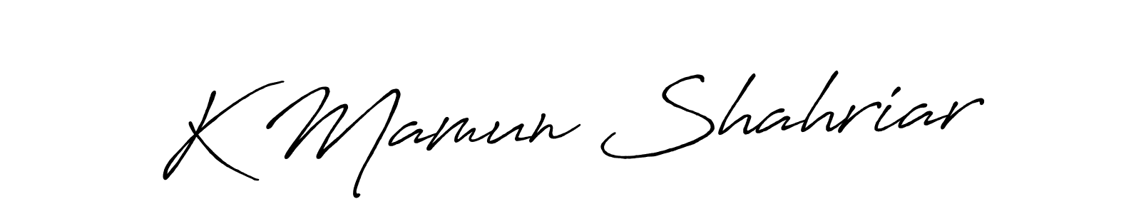 Make a short K Mamun Shahriar signature style. Manage your documents anywhere anytime using Antro_Vectra_Bolder. Create and add eSignatures, submit forms, share and send files easily. K Mamun Shahriar signature style 7 images and pictures png