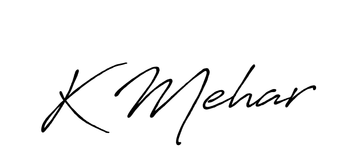 if you are searching for the best signature style for your name K Mehar. so please give up your signature search. here we have designed multiple signature styles  using Antro_Vectra_Bolder. K Mehar signature style 7 images and pictures png