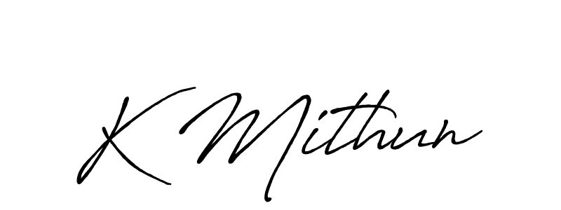 Use a signature maker to create a handwritten signature online. With this signature software, you can design (Antro_Vectra_Bolder) your own signature for name K Mithun. K Mithun signature style 7 images and pictures png