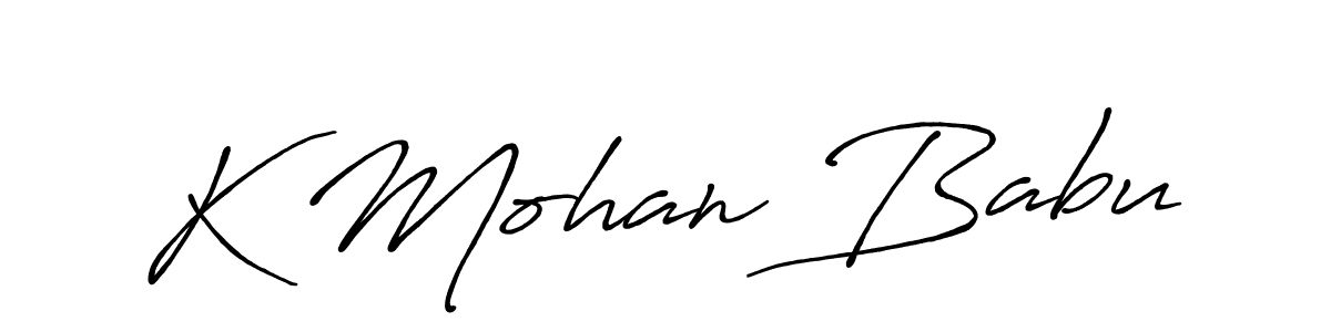 The best way (Antro_Vectra_Bolder) to make a short signature is to pick only two or three words in your name. The name K Mohan Babu include a total of six letters. For converting this name. K Mohan Babu signature style 7 images and pictures png