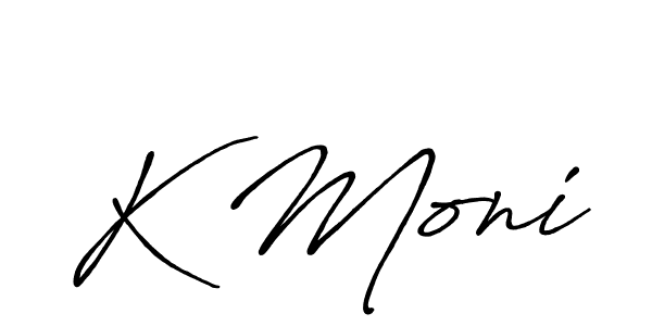 Create a beautiful signature design for name K Moni. With this signature (Antro_Vectra_Bolder) fonts, you can make a handwritten signature for free. K Moni signature style 7 images and pictures png