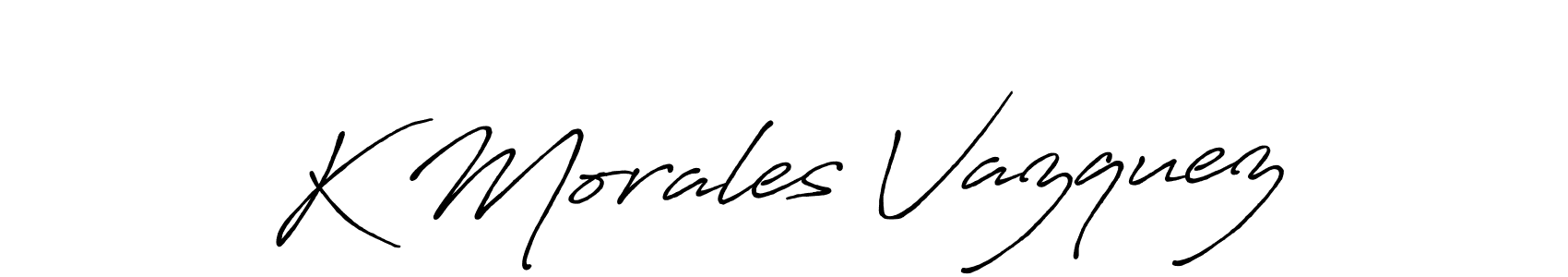 How to make K Morales Vazquez signature? Antro_Vectra_Bolder is a professional autograph style. Create handwritten signature for K Morales Vazquez name. K Morales Vazquez signature style 7 images and pictures png