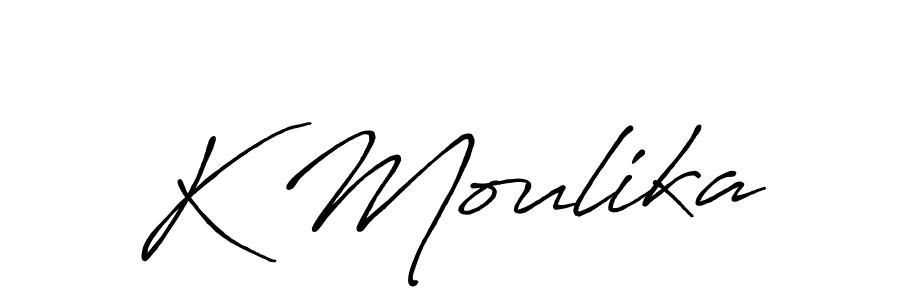 Make a beautiful signature design for name K Moulika. With this signature (Antro_Vectra_Bolder) style, you can create a handwritten signature for free. K Moulika signature style 7 images and pictures png
