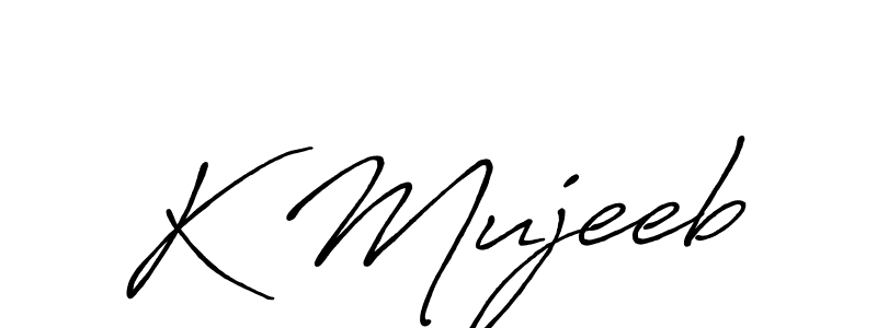 How to make K Mujeeb name signature. Use Antro_Vectra_Bolder style for creating short signs online. This is the latest handwritten sign. K Mujeeb signature style 7 images and pictures png