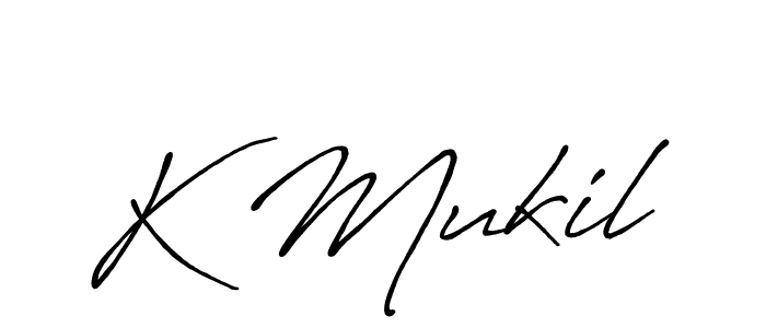 Use a signature maker to create a handwritten signature online. With this signature software, you can design (Antro_Vectra_Bolder) your own signature for name K Mukil. K Mukil signature style 7 images and pictures png