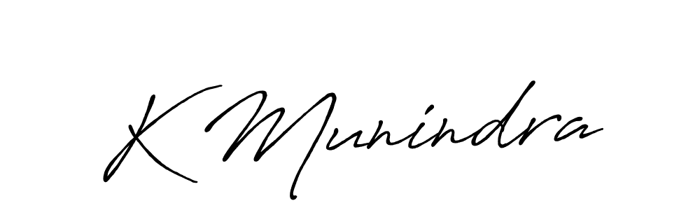 How to make K Munindra name signature. Use Antro_Vectra_Bolder style for creating short signs online. This is the latest handwritten sign. K Munindra signature style 7 images and pictures png