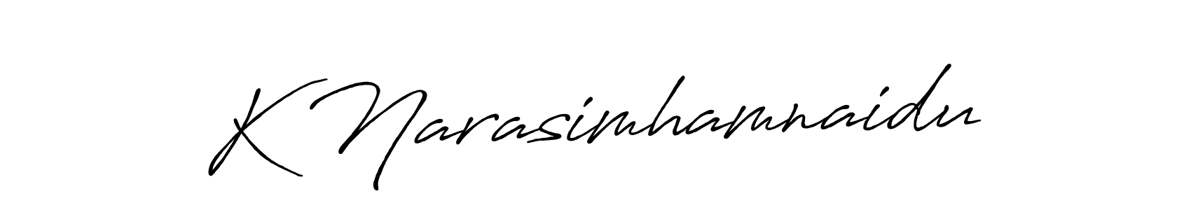 How to make K Narasimhamnaidu name signature. Use Antro_Vectra_Bolder style for creating short signs online. This is the latest handwritten sign. K Narasimhamnaidu signature style 7 images and pictures png