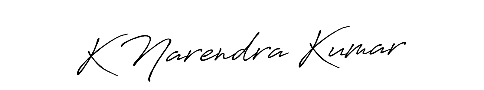 Make a beautiful signature design for name K Narendra Kumar. With this signature (Antro_Vectra_Bolder) style, you can create a handwritten signature for free. K Narendra Kumar signature style 7 images and pictures png